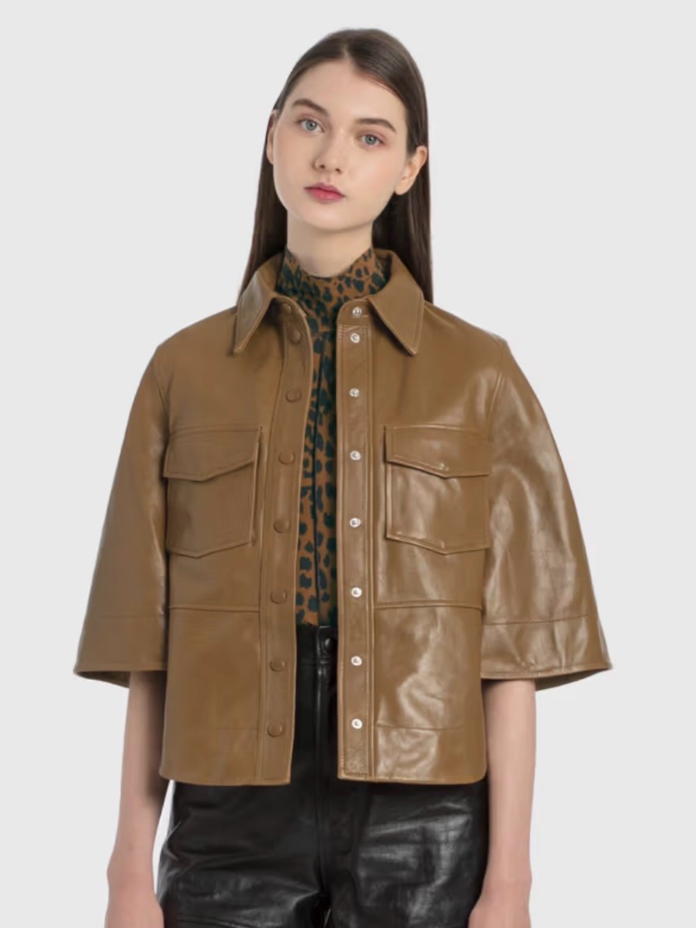Ganni lamb leather shirt size 38